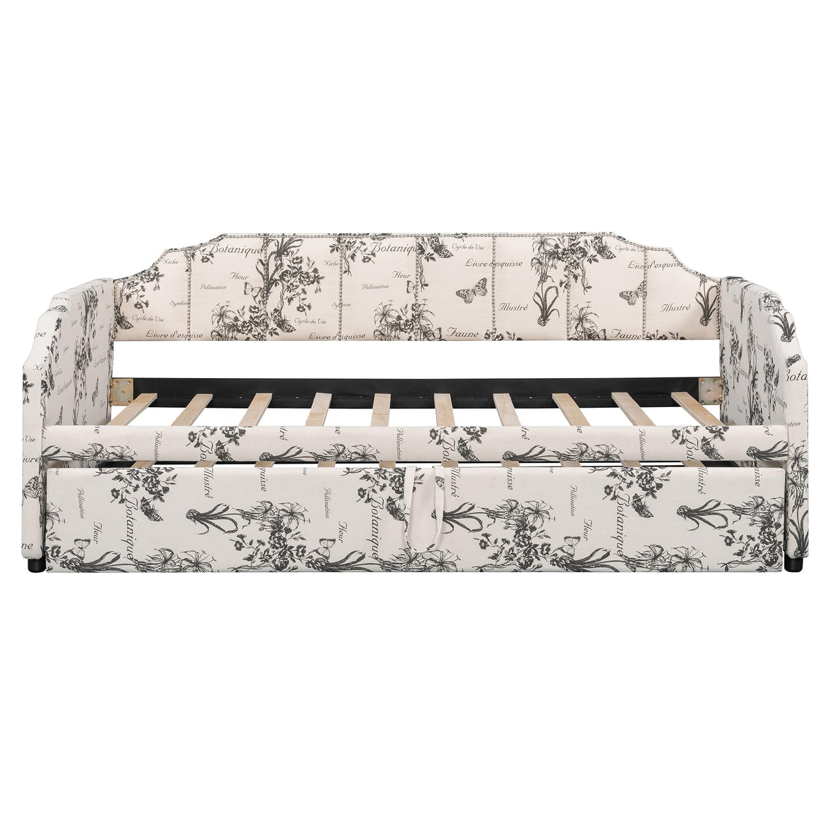 Twin Size Linen Upholstered Daybed with Trundle R1332