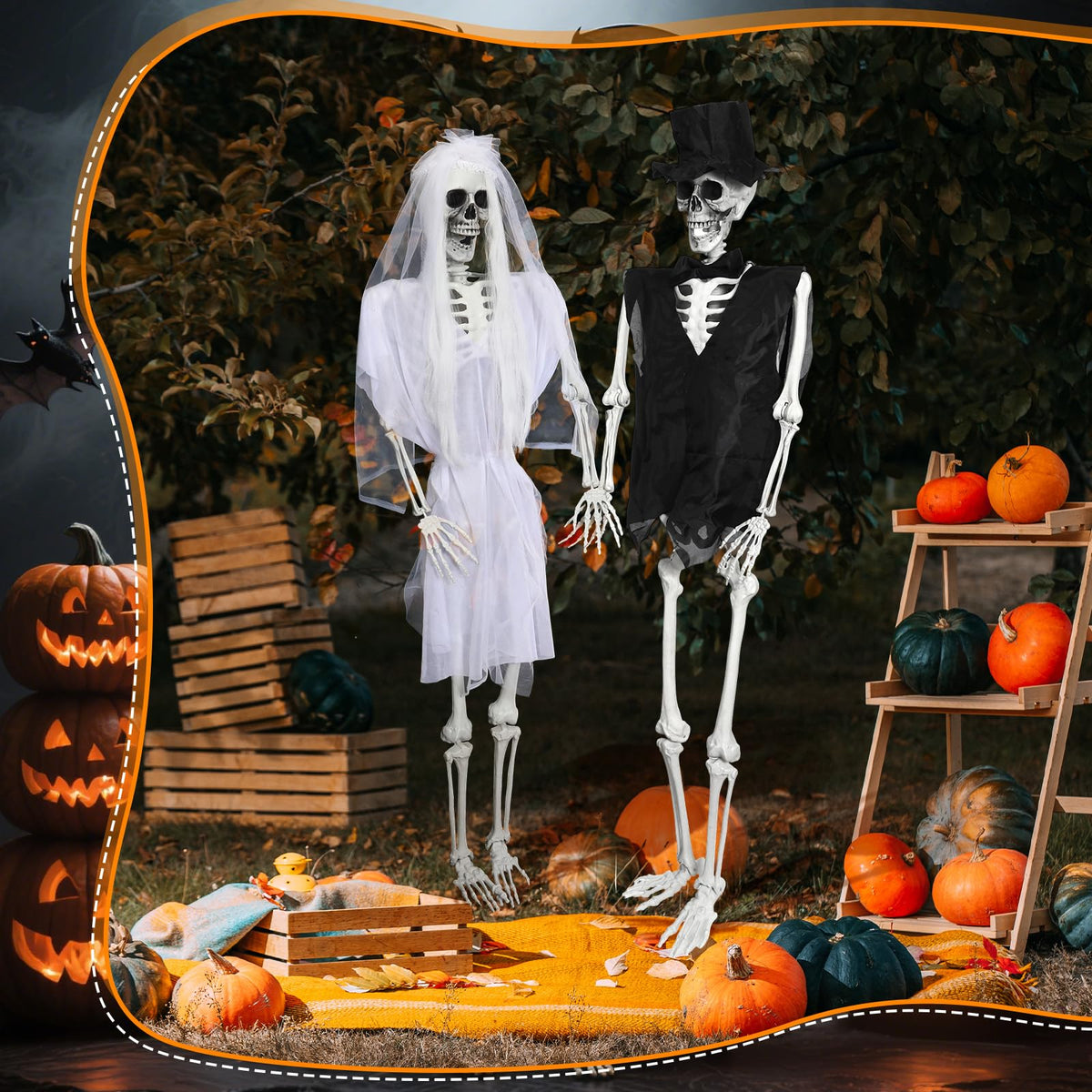2 Set 5.4 Ft Posable Skeleton Decor A86178