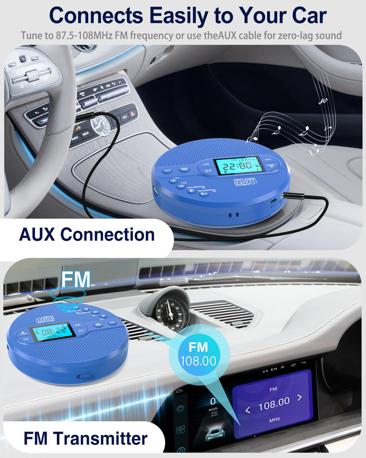 Portable CD Player with FM Transmitter & Speaker Q956644