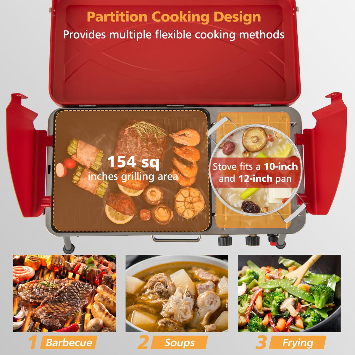 2-Burner Propane Camping Stove with Detachable Legs F1878
