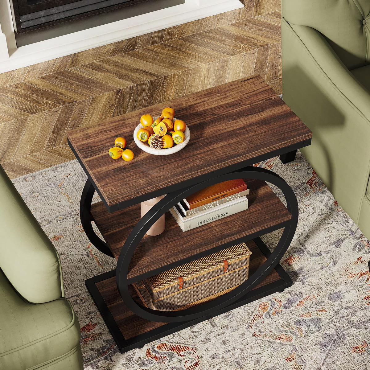 Narrow End Table with 3 Storage Shelves W910206