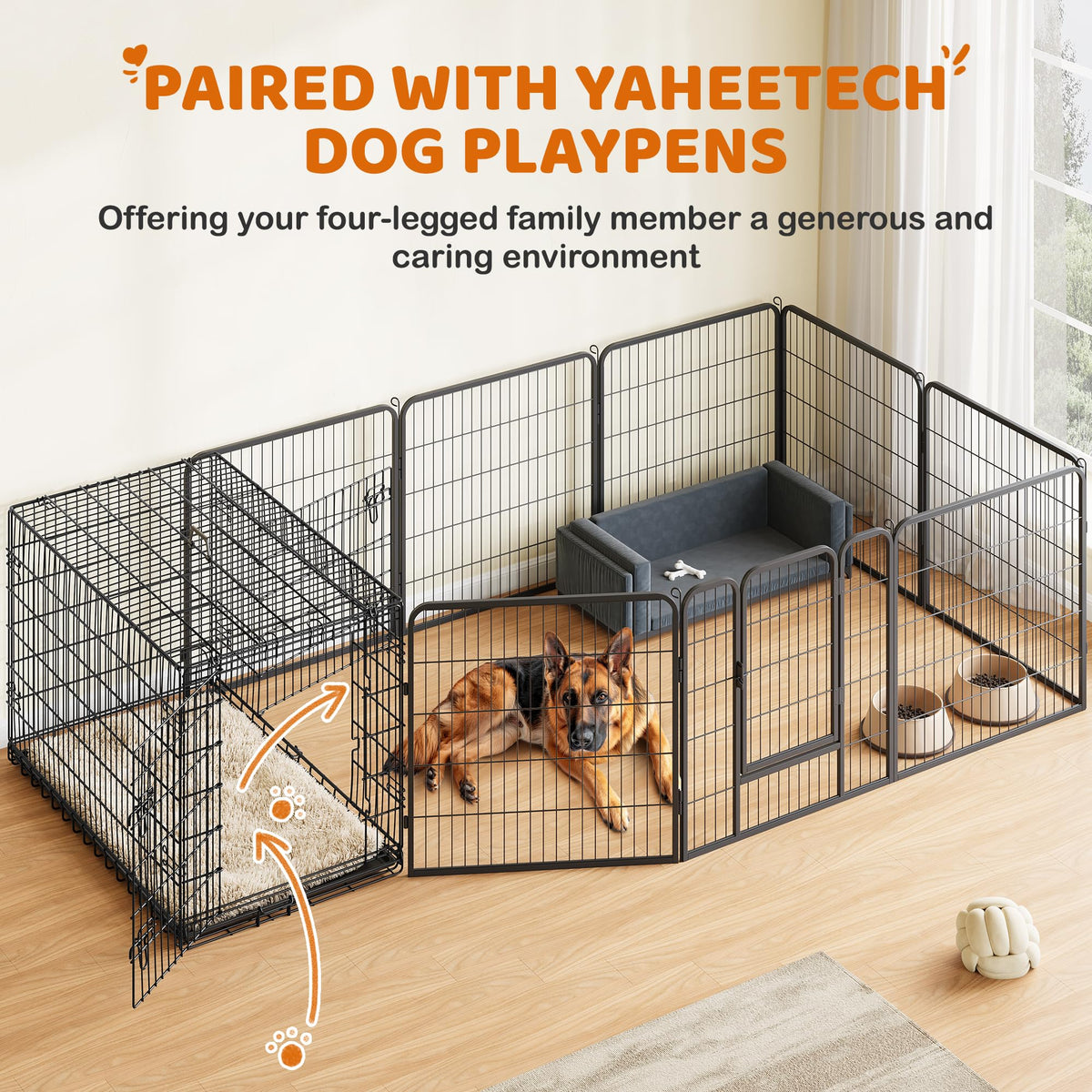 48 inch Collapsible Metal Dog Crate with Divider V618