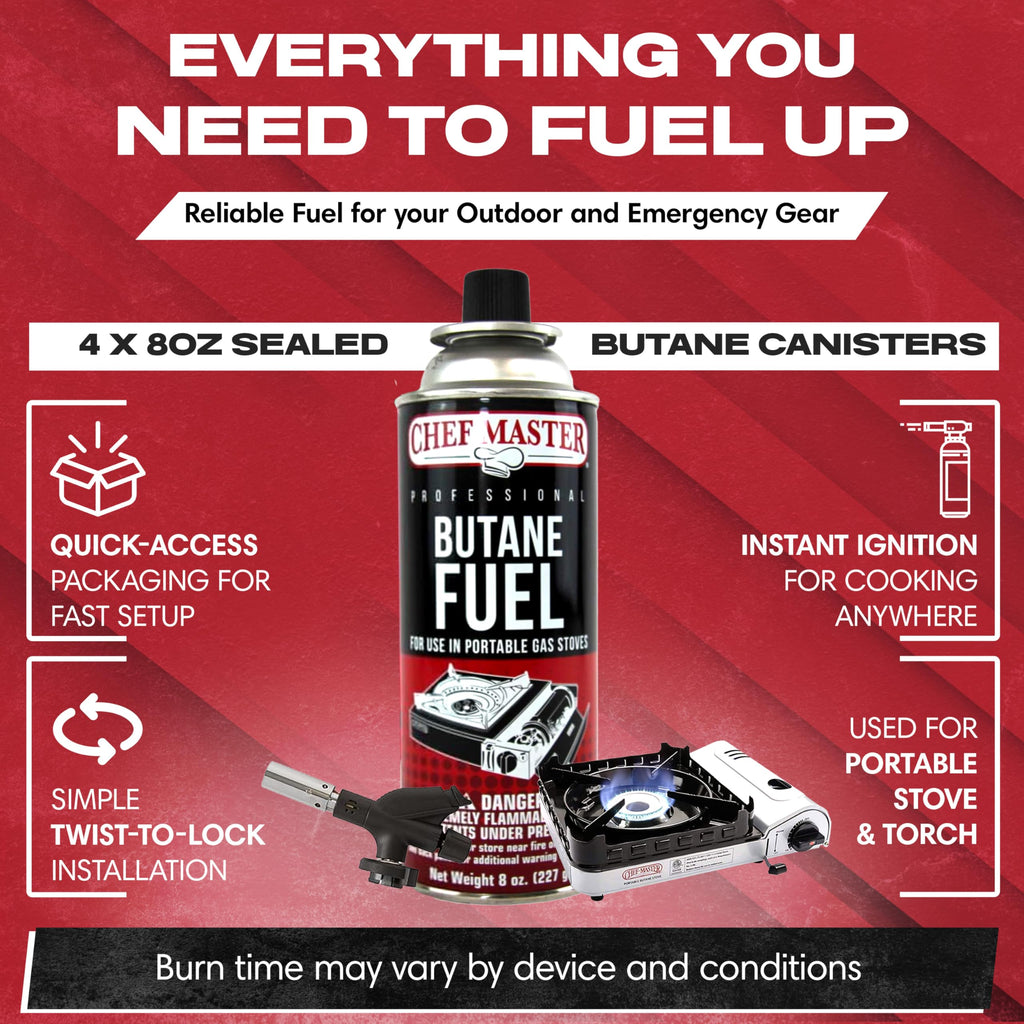Butane Fuel Canister 8 oz 4-Pack R206