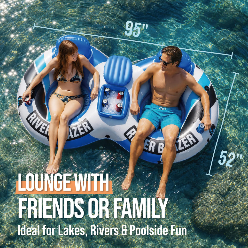 Heavy Duty Inflatable River Tube Float with 2 Cup Holders U223986