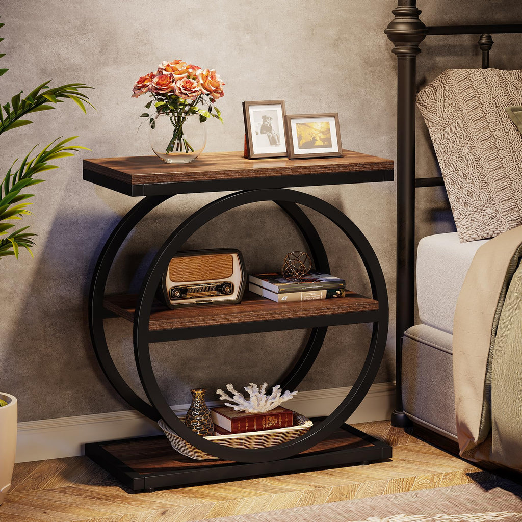 Narrow End Table with 3 Storage Shelves W910206
