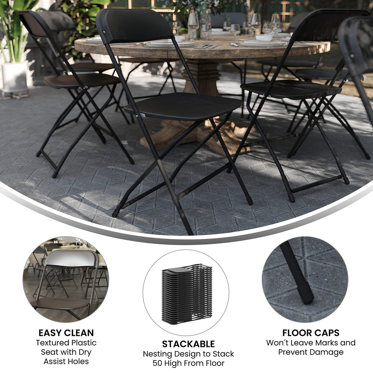 Black Plastic Folding Chair 10-Pack E56901