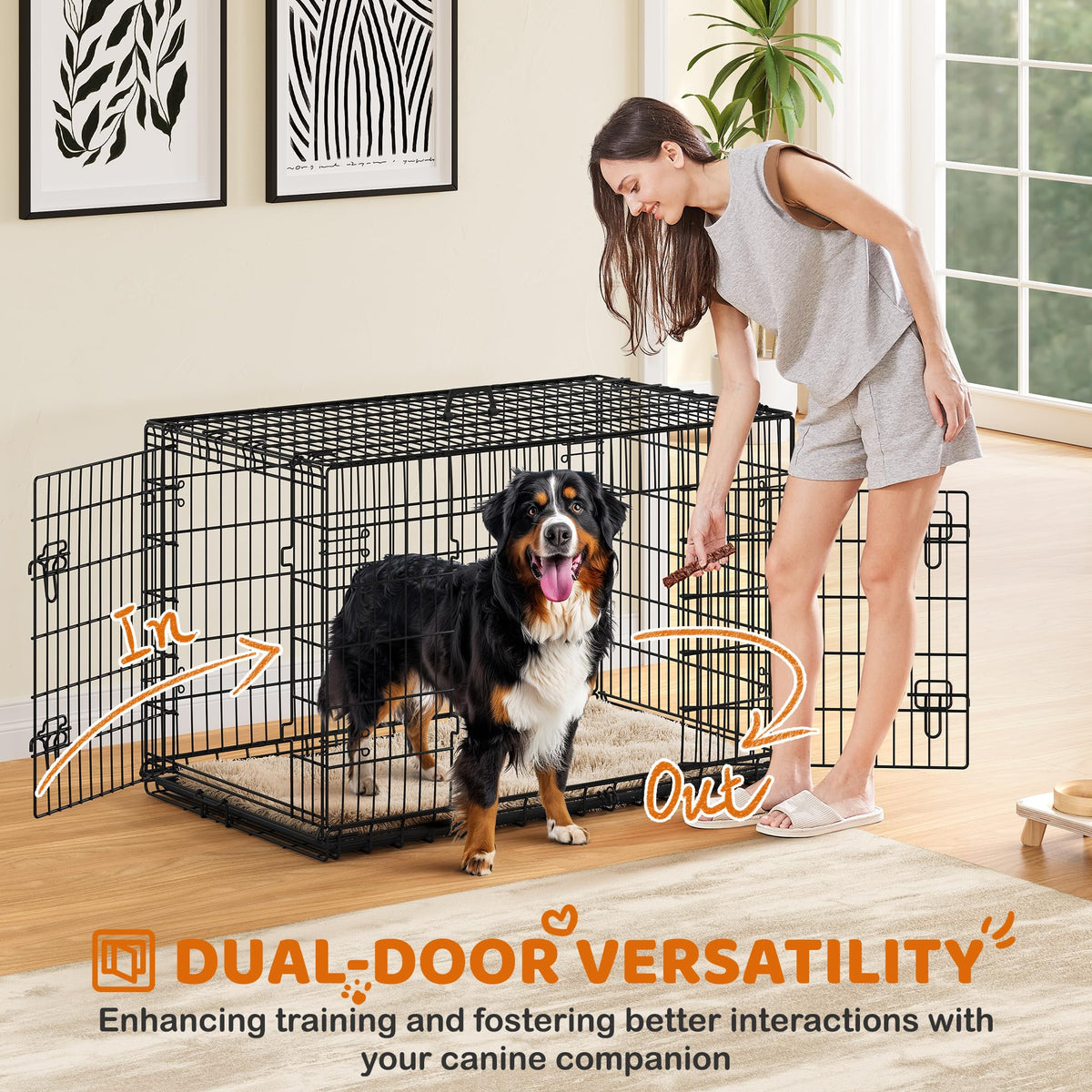 48 inch Collapsible Metal Dog Crate with Divider V618