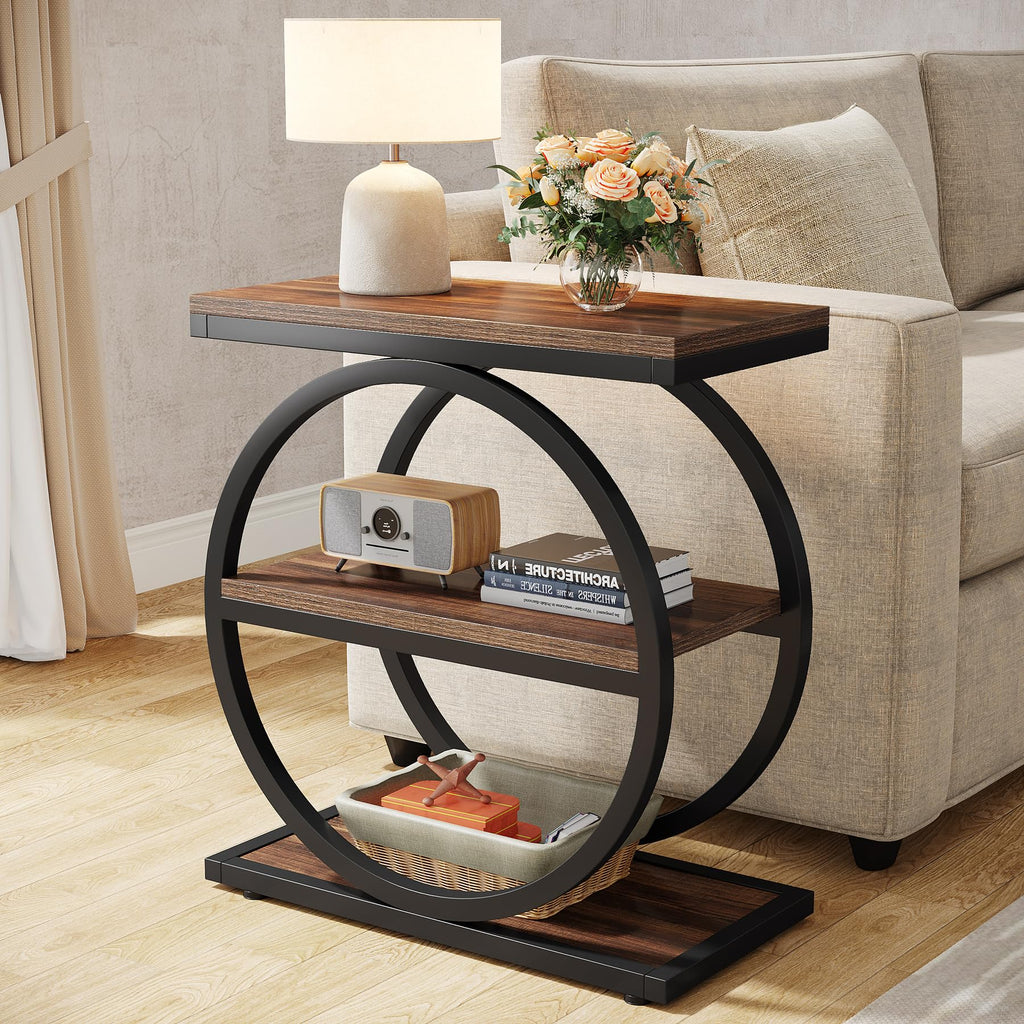 Narrow End Table with 3 Storage Shelves W910206