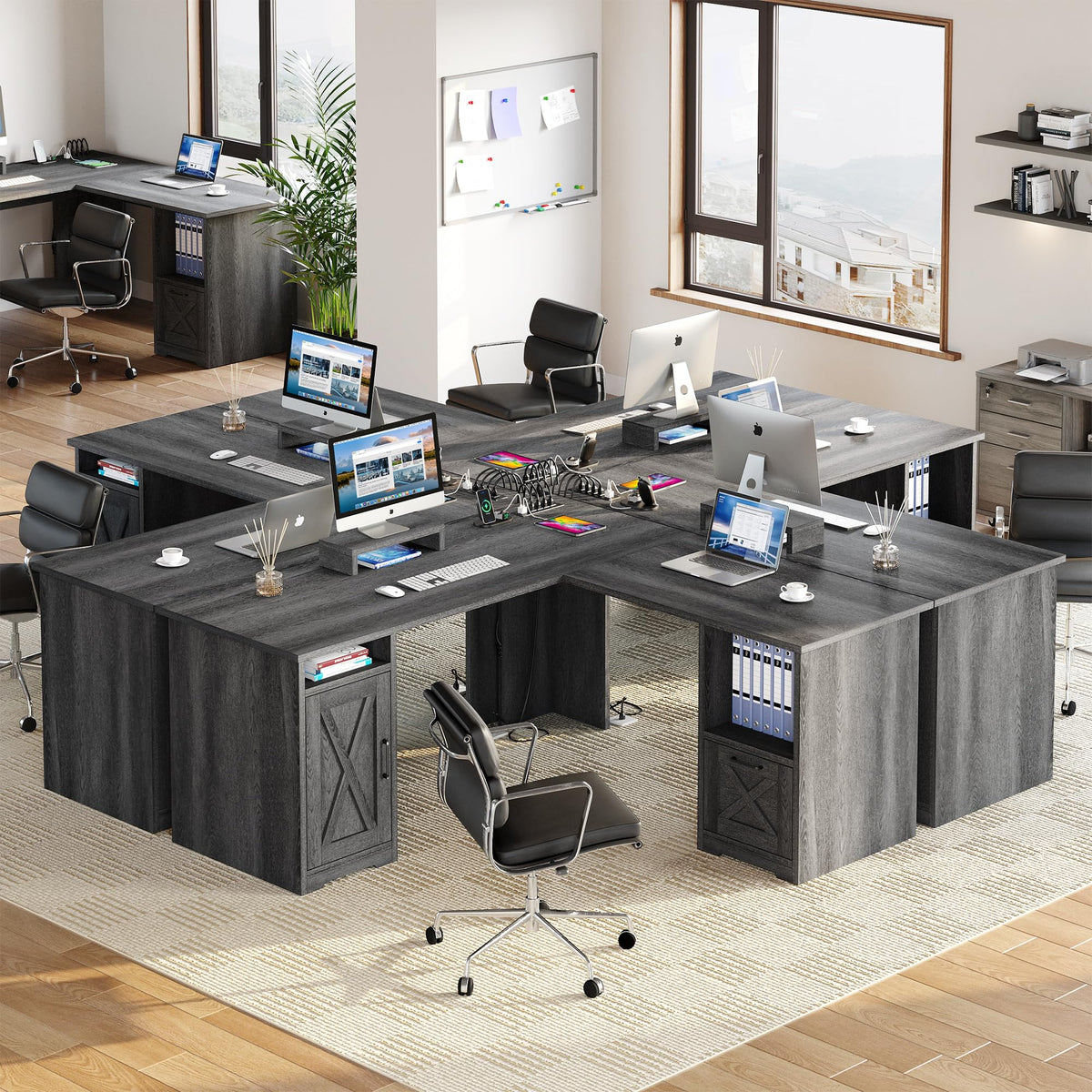 L Shaped Desk with Power Outlets J5353