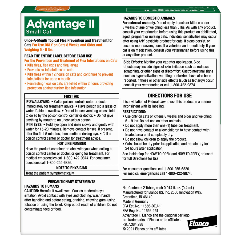 Advantage II Small Cat Topical Flea Treatment & Prevention, 2ct K9665