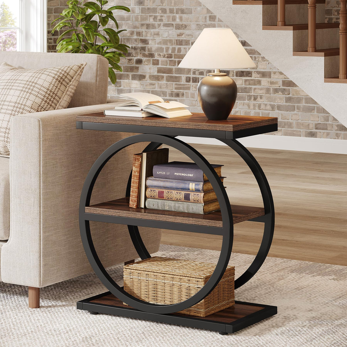 Narrow End Table with 3 Storage Shelves W910206