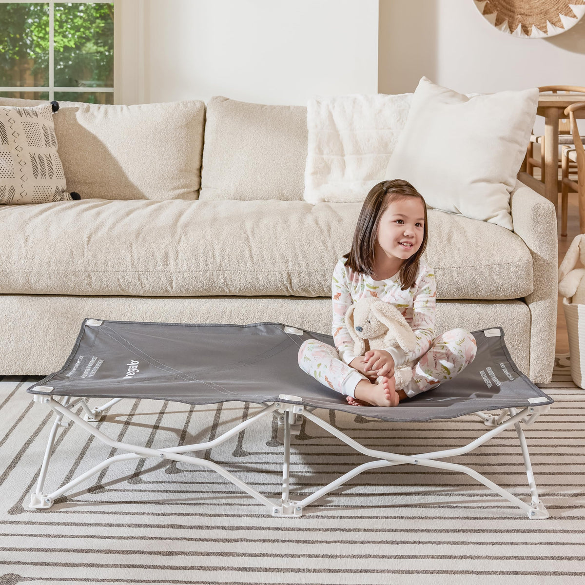 Portable Toddler Cot, Foldable Lightweight Travel Bed, Gray B626611