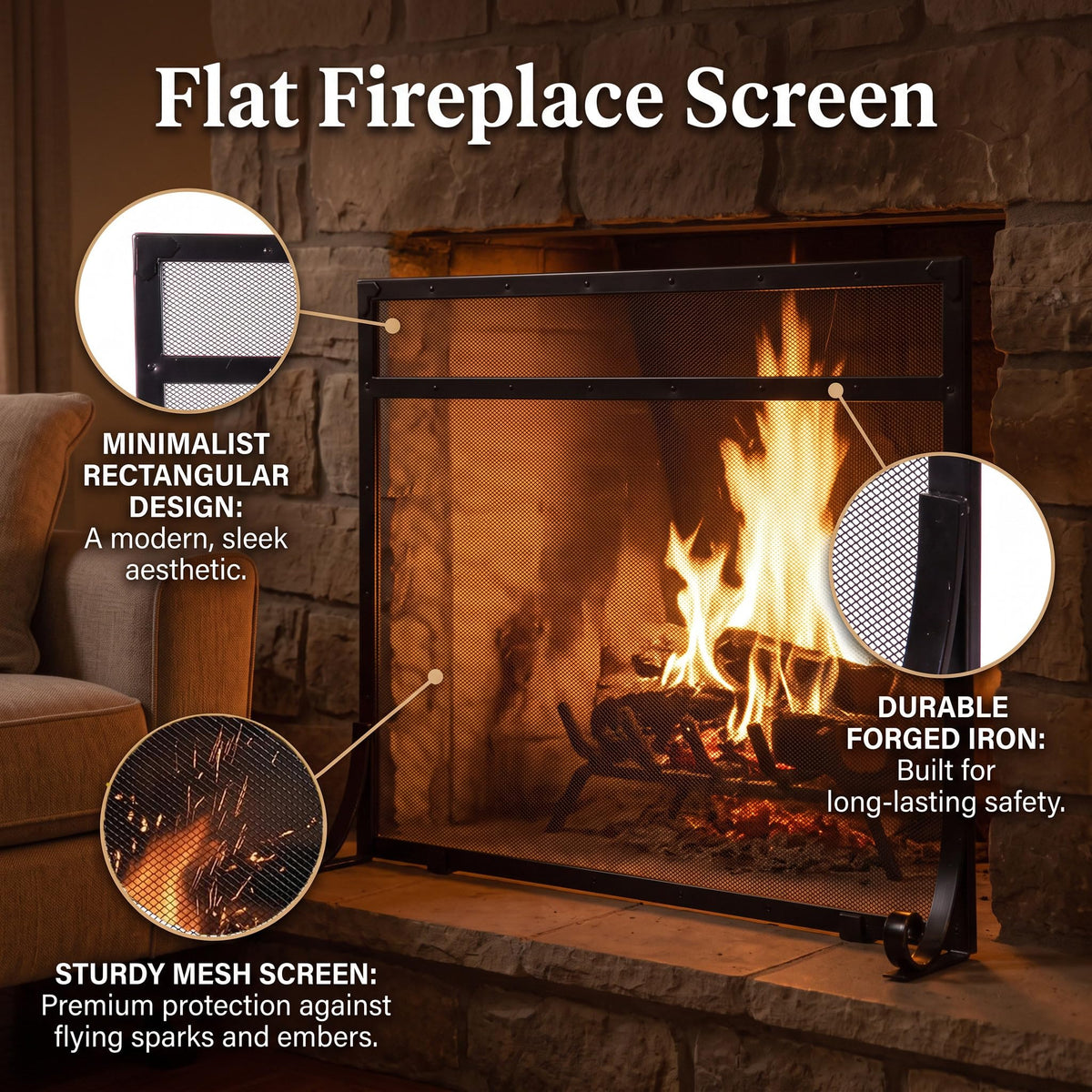 Black Metal Fireplace Screen O3589